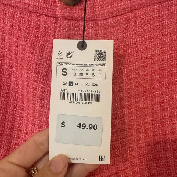 NWT Zara Pink Tweed Trousers - Picture 3 of 5